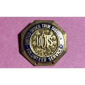 Vintage UNITED ORDER TRUE SISTERS Inc. UOTS Volunteer Service Pin, Jewish Org